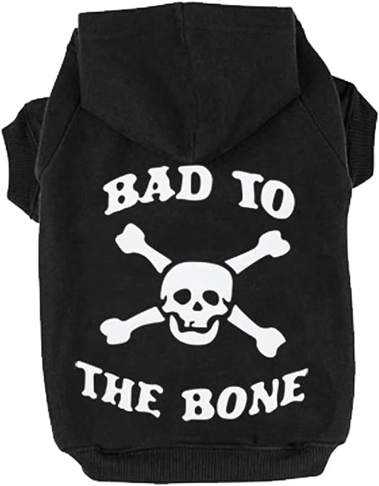 EXPAWLORER Dog Hoodie - Bad to The Bone Halloween Dog Sweater, S