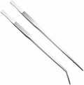 2Pcs set of aquarium water grass tweezers, measuring 18 inches length, with straight and curved ultra long stainless ste
