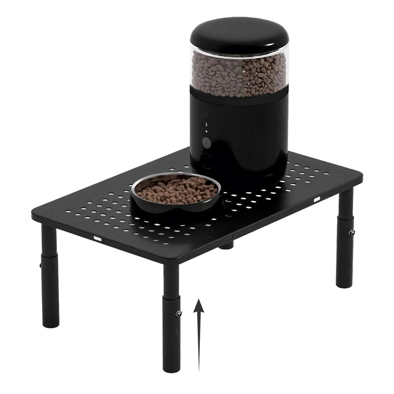 W‌SOWX Adjustable Automatic Cat Feeder Stand - Non-Slip Elevated Holder for Cats/Puppies, Fits Most Automatic Feeders & Water Dispensers, Black(Holder ONLY)