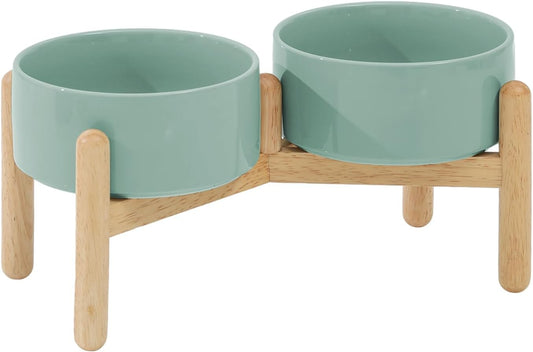 Havniva 6.1inch Ceramic Raised Dog Bowl with Stand, Double Dog Bowls Elevated for Small and Medium Breed Dog Food and Water Bowl Set Non-Slip Dog Dish Large Capacity Feeding Pet Water Bowl