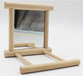 Bird Mirror with Swing and Perch for Parakeets Cockatiels Lovebirds Finches - Wooden Interactive Hanging Cage Toy, 3.7 x