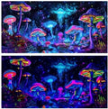 48X18IN Blacklight Mushroom Jellyfish Aquarium Background UV Reactive Background Starry Sky Terrarium Background with 10