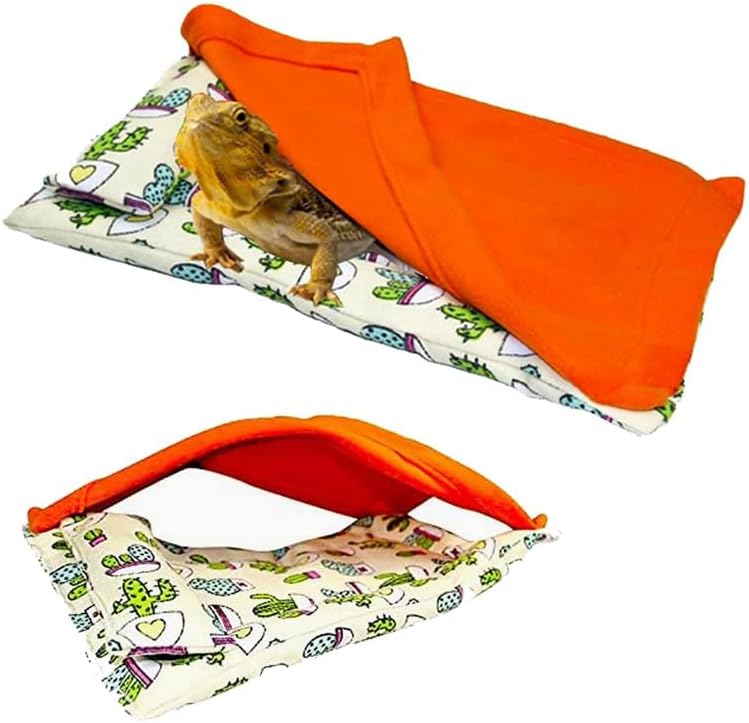 Bearded Dragon Hammock Sleeping Bag Set- Hanging Pet Bed with Pillow and Blanket Hideout Habitat with Soft Warm for Bear