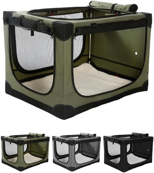 Veraste 33 in Collapsible Dog Crate for Medium Large Dogs, 4 Door