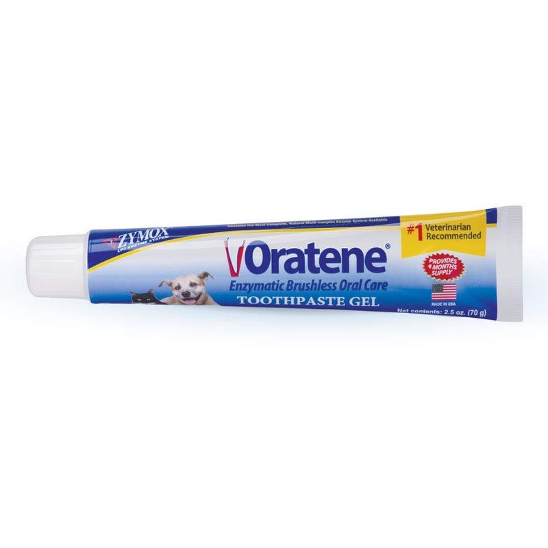 Pet King Brands ZYMOX Oratene Brushless Toothpaste Gel for Dogs and Cats, 2.5oz