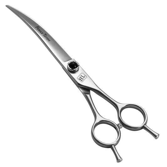 Fenice Totem Dog Grooming Scissors: 7 inch Pet Curved Shears Made Of Japanese 9CR Advanced Stainless Steel Professional Grooming Scissors for Dogs Cats and Other Pets