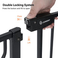 COMOMY 29.5-43.7" Pet Gate with Adjustable Cat Door for Stairs Doorways