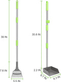 Non-Breakable Pooper Scooper, Dog Pooper Scooper Tray & Rake Set with Adjustable Stainless Steel Long Handle for Large M