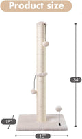 MECOOL 34” Tall Cat Scratching Post Premium Basics Kitten Scratcher Sisal Scratch Posts Trees with Hanging Ball for Indo