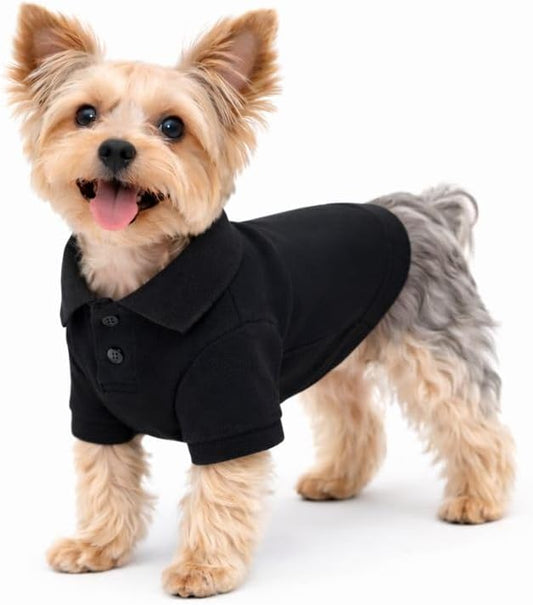 lovelonglong Basic Dog Polo Shirts Premium Cotton, Polo T-Shirts for Large Medium Small Dogs with a Two-Button Collar Bl