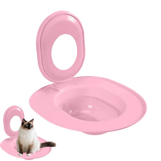 Cat Toilet Training Kit, Removable Pet Litter Box Alternative, Washable & Reusable Cat Potty Trainer, Easy-to-Clean Cat Bathroom System, Portable Indoor Toilet Solution for Cats (Pink)