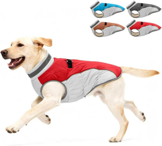 Dog Winter Coat for Medium Dogs, Adjustable Puppy Warm Jackets in Cold Weather, Reflective Pet Fleece Vest with External