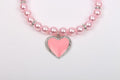 XKSRWE Dog Cat Pearls Necklace Collar with Rhinestones Heart Charm Pendant Pet Puppy Jewelry (Medium, Pink)