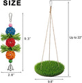 Bird Toys Bird Swing with Grass Platform Wooden Perch Stand Adjustable Rope and Rattan Chew Balls Large Bird Playground 