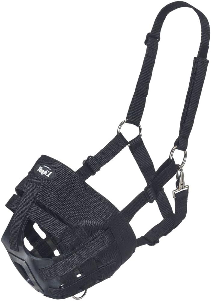 TOUGH1 Easy Breathe Easy GRAZING Horse Muzzle, Black, Large Horse