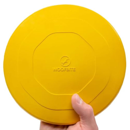 WoofBite "Indestructible Dog Disc - Lifetime Replacement - Medium & Large Breed - Ultra Durable for Aggressive Chewers - Tough & Strong, Heavy Duty Natural Rubber Toy - Fetch, Tug, & Chew - 8in