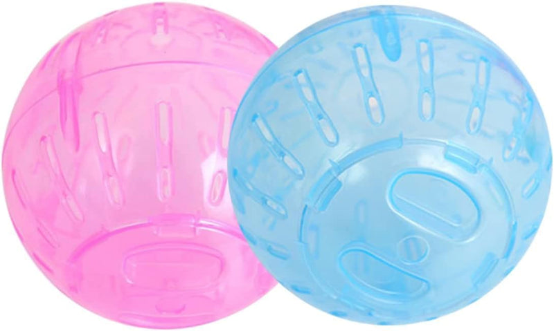2Pcs Blue and Pink Hamster Balls Transparent Dwarf Hamster Exercise Balls Running Wheel Gerbil Toys, Small Animals, Smal