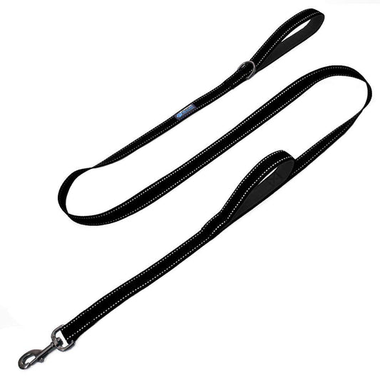 Max and Neo Double Handle Traffic Dog Leash - Reflective, Donates to Dog Rescue (Black, 6 FT)