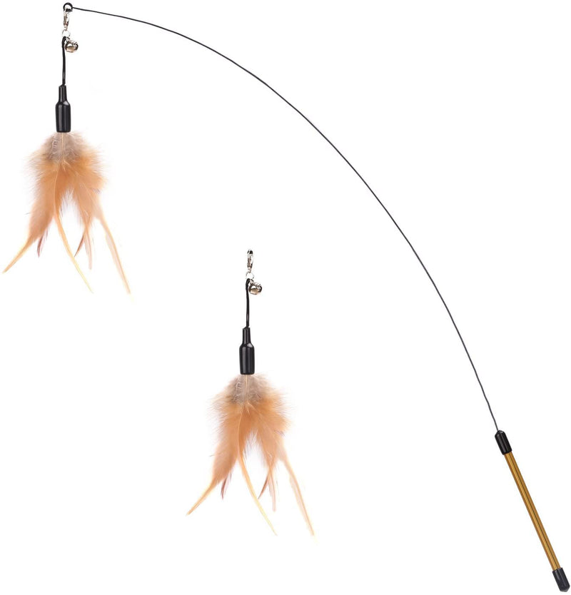 Pawaboo Feather Teaser Cat Toy - Interactive Wand with Extra Long 34.5