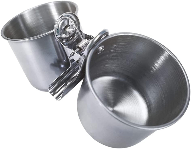 Texsens Bird Feeding Cups - Parrot Food Dish Stainless Steel Parrot Feeders Water Cage Bowls with Clamp Holder for Parak