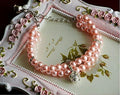 Luxury 2 Row Pearls Rhinestones Pet Cat Dog Necklace Collar Jewelry with Bling Crystal Ball Charm Pendant for Pets Cats 