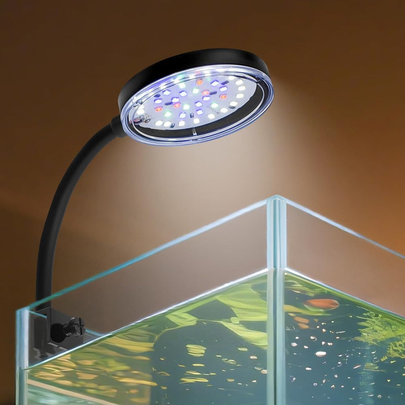 Clip On Aquarium Light 8W LED Fish Tank Light with Full Spectrum & Dimmable Brightness USB Moving Aquarium Lamp for 1-5 