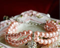 Luxury 2 Row Pearls Rhinestones Pet Cat Dog Necklace Collar Jewelry with Bling Crystal Ball Charm Pendant for Pets Cats 