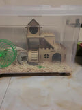3-Tier Wooden Hamster Hideout, Syrian Hamster House with Ramps & Entrances, for Dwarf Hamsters, Gerbils (Not for Guinea 