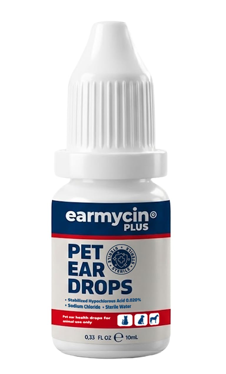 Vetenix EARMYCIN Ear Infection Treatment Drops for Dogs and Cats,with 0.02% Hypochlorous Acid Soothing Dog Yeast Infection, Itchy Ear Relief-Treats Ear Infections for Dogs & Cats (0.33 fl oz)