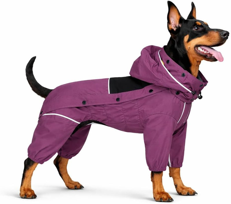 LOVELONGLONG Waterproof Dog Raincoat with Removable Hood – Outdoor Full Body Dog Jacket, Windproof Snowproof Shell Suit 