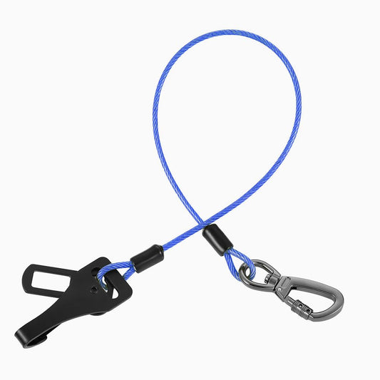 Dog Car Seat Belt - 3-in-1 Heavy Duty Safety Harness with Locking Carabiner, Universal Buckle Adapter, Chew-Proof Steel Rope (Blue, 32in/80cm)
