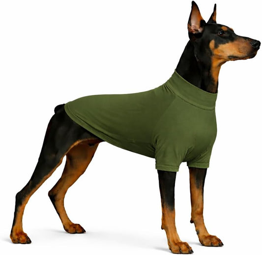 LoveLongLong Spring Summer Cooling Dog T-Shirt with UV Protection and Moisture-Wicking Fabric Blank Color Army Green 3XL