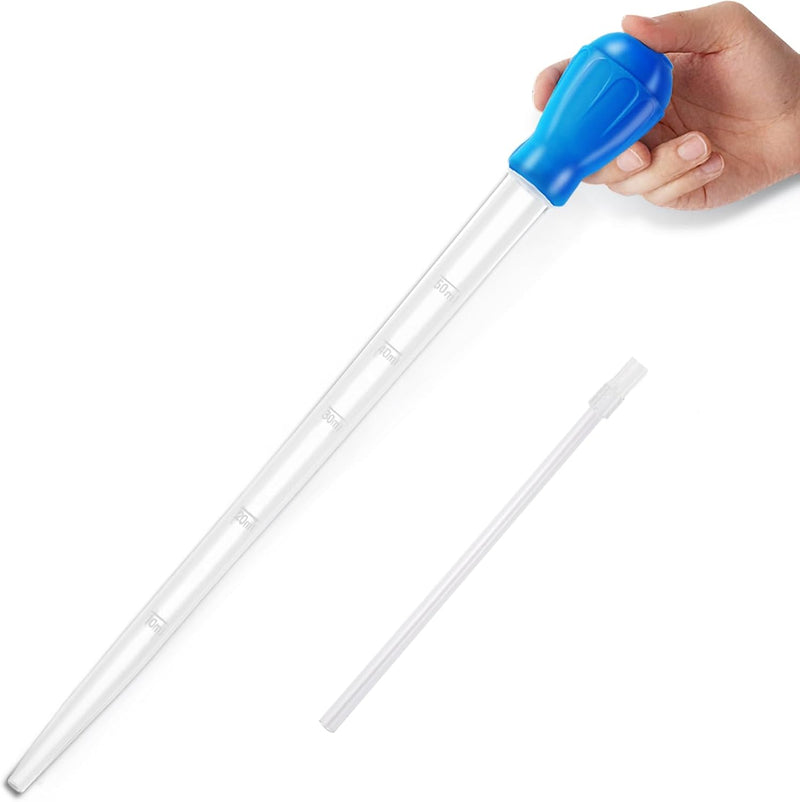27.7IN Extra Long Turkey Baster for Aquarium, Blue, 50ml