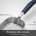 Vitisyao Heavy-Duty Metal Cat Litter Scoop with Holder, Aluminum Cats Litter Scooper Captures All Clumps, Kitty Metal Scooper and Holder (White)