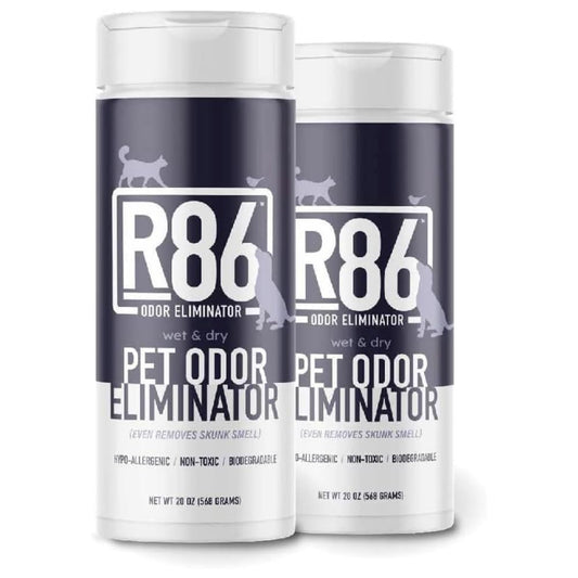 R86 Pet Odor Eliminator, Removes Odor from Litter Boxes, Carpet, and Hard Surfaces, Even Removes Skunk Smell from Cats & Dogs, Plant Based Formula, Use Wet or Dry, Hypoallergenic & Biodegradable