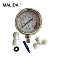 Malida Stainless Water Pressure Test Gauge, Water Pressure Detector for Aquarium Meter 0-1.6MPa 0-220psi Reverse Osmosis