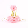 Stock Show 1st Pet Birthday Cone Hat Dogs Cats Holiday Party Hat Headwear Costume with Flowers Accessories and Adjustable Headband for Small Medium Dogs Cats Pets (Pink