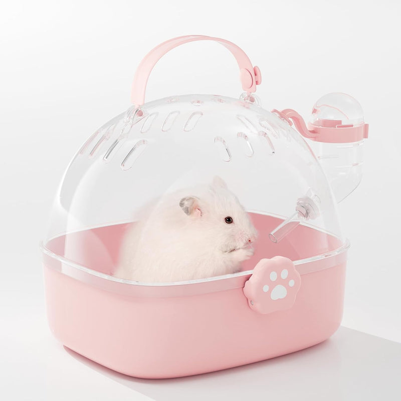 BUCATSTATE Small Animal Carrier Cage with Water Bottle, Portable Hamster Travel Carrier Carry Case 7.24