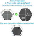 Amakunft Waterproof Hexagon Playpen Mat Washable Pee Pad Fit with Small Animal Playpen (42.5in x 41in) Reusable Pet Bedd