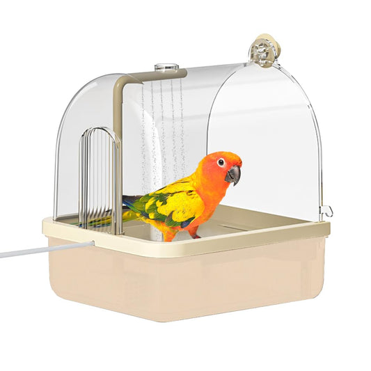 Xamanabu Bird Bath for Cage, Automatic Parakeet Bath with Pump, Indoor Bird Shower with Running Water, Filter, Bird Cage Accessory for Pet Birds, Lovebirds, Finches, Cockatiel