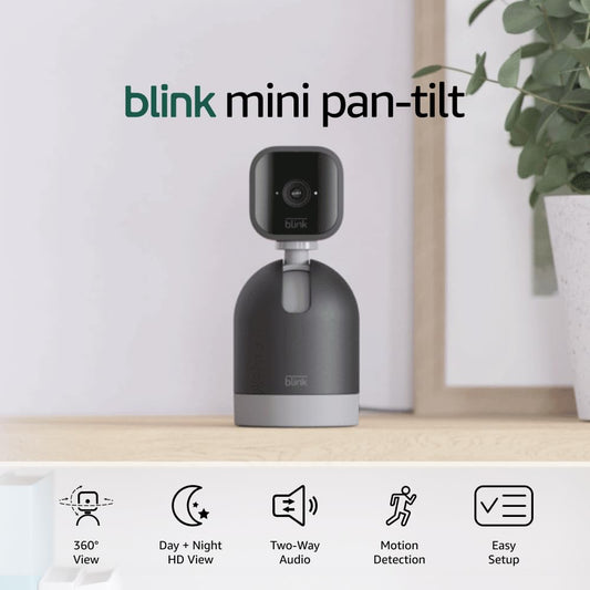 Blink Mini Pan-Tilt Camera (newest model), Rotating indoor plug-in smart security camera, two-way audio, HD video, motio
