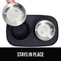 GORILLA GRIP Dog Bowl Set with Feeding Mat, 304 Stainless Steel 2 Cup