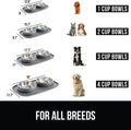 GORILLA GRIP Feeding Mat Bowl Set, 100% Waterproof BPA Free Silicone Base, 304 Stainless Steel Cat and Dog Bowls for Food and Water, Slip Resistant, High Edge, US Designed, Patent Pending, 2 Cup Gray