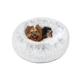 Friends Forever Donut Dog Bed Faux Fur Fluffy Calming Sofa For Small Dogs, Soft & Plush Anti Anxiety Pet Couch For Dogs, Machine Washable Coco Pet Bed with Non-Slip Bottom, 23"x23"x6" Ivory
