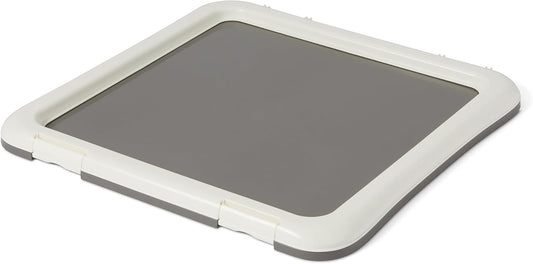 Basics Dog Training Pad Holder with Secured Latches, Extra Thick and Non-Slip Base, Recycled Plastic, 22 inch, Small, White and Charcoal