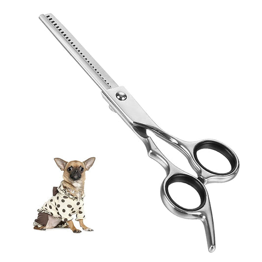 Chi-buy Dog Grooming Scissors 4CR Stainless Steel Pet Thinning Shears, Heavy-duty Titanium Coated, Size 6.7"