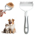 Double Sided Dematting Comb for Cats and Dogs, 2-in-1 Deshedding and Detangling Rake, Undercoat Matt Remover for Long Thick Hair, Pet Grooming Brush, Lint Remover (white)