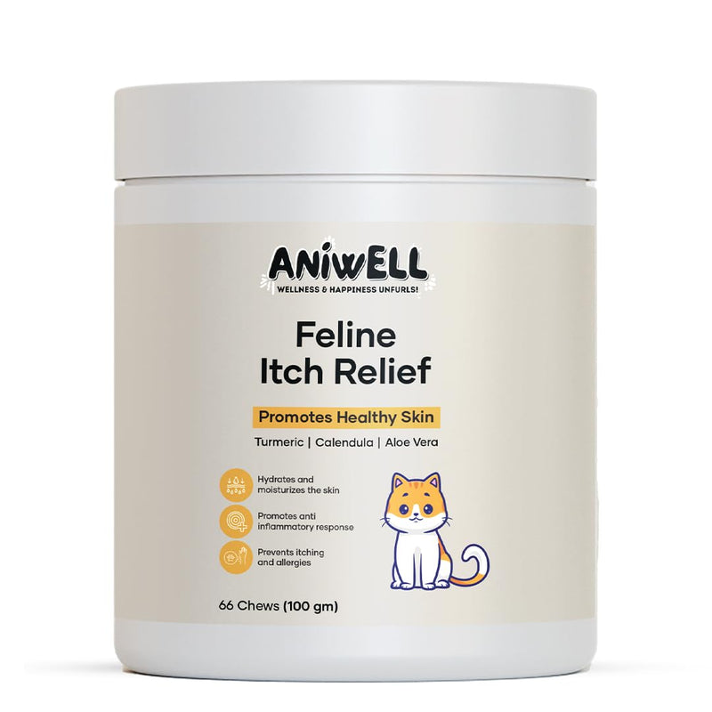 Aniwell Feline Itch Relief Cat Allergy Relief & Itchy Skin Supplement for Cats | Omega-3s & Calendula | Cat Vitamin | Seasonal Allergy Relief | Soft Cat Chews | for Kittens & Adult Cats