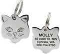 GoTags Cat ID Tag, Personalized Cat Shape Pet ID Tag in Stainless Steel, Includes up to 4 Lines of Custom Engraved Text – Stainless Steel, Kitty Face