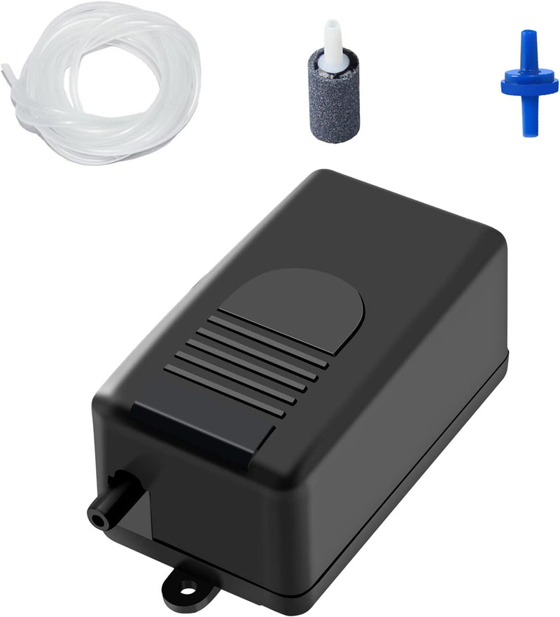 AQUANEAT Aquarium Air Pump for Small Fish Tank up to 10 Gallon, 50 GPH Hydroponic Oxygen Aerator, with Airline Tubing, A